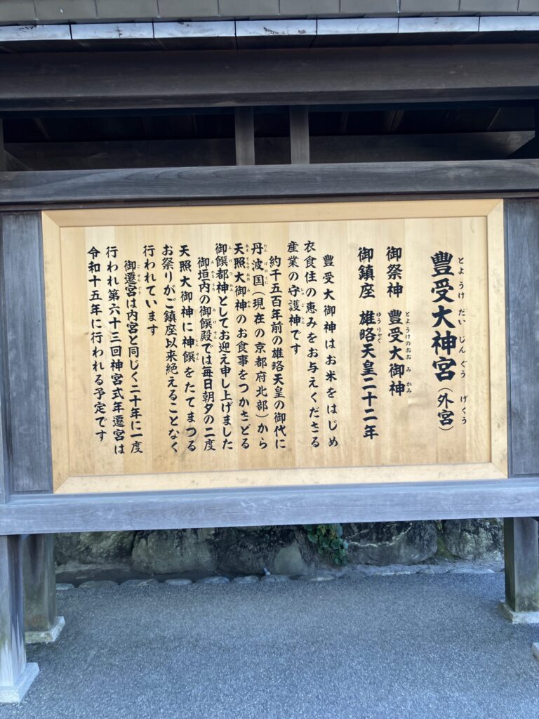 Explanation board about Geku Shrine (Toyouke Daijingu)